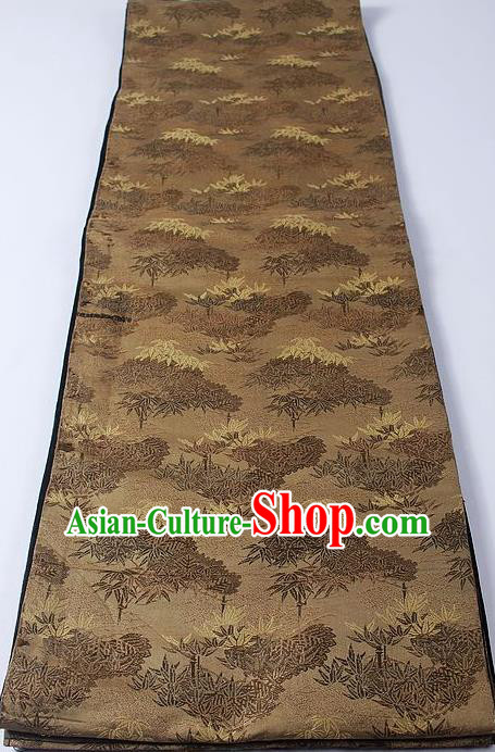 Japanese Traditional Yukata Accessories Classical Maple Pattern Brown Brocade Belt Asian Japan Kimono Waistband for Women