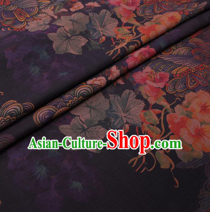 Traditional Chinese Classical Pattern Design Purple Gambiered Guangdong Gauze Asian Brocade Silk Fabric