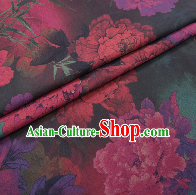 Traditional Chinese Classical Colorful Peony Pattern Design Gambiered Guangdong Gauze Asian Brocade Silk Fabric