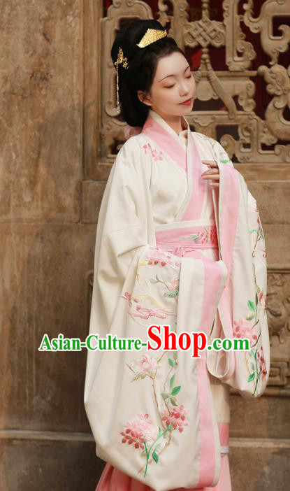 Chinese Ancient Han Dynasty Court Princess Hanfu Dress Traditional Imperial Consort Embroidered Replica Costume for Women