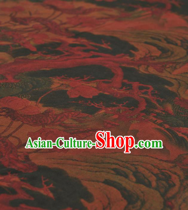 Chinese Traditional Pattern Design Atrovirens Gambiered Guangdong Gauze Asian Brocade Silk Fabric