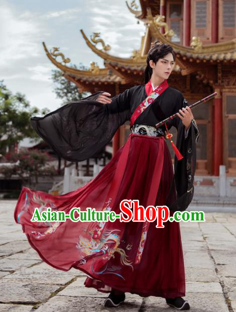 Chinese Traditional Wedding Hanfu Clothing Ancient Jin Dynasty Crown Prince Embroidered Historical Costume for Men
