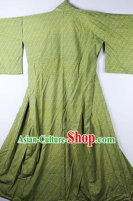 Asian Japanese Ceremony Classical Pattern Olive Green Kimono Traditional Japan National Yukata Costume for Men