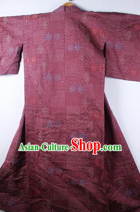 Asian Japanese Ceremony Printing Purple Kimono Traditional Japan National Yukata Costume for Men