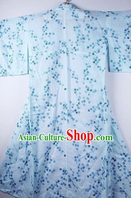 Asian Japanese Ceremony Clothing Printing Blue Sakura Kimono Traditional Japan National Yukata Costume for Men