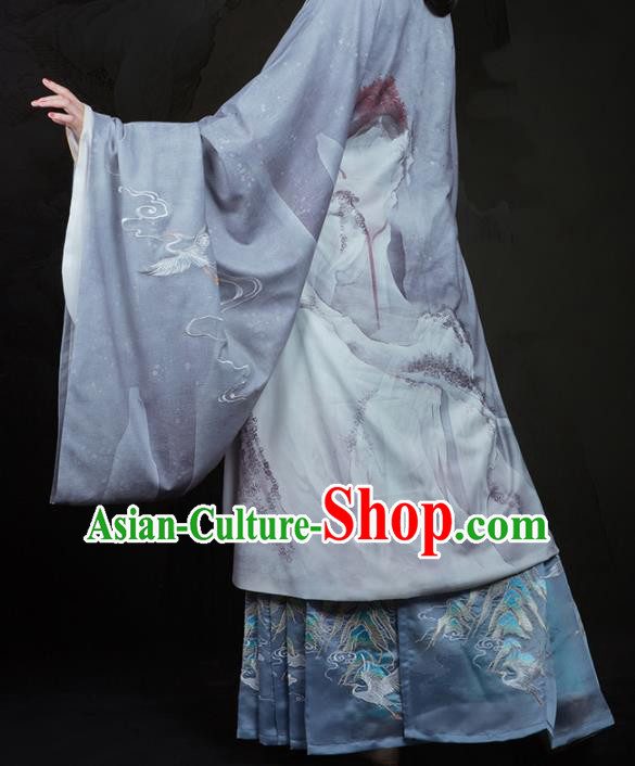 Chinese Ancient Ming Dynasty Nobility Dowager Hanfu Dress Traditional Court Countess Embroidered Replica Costume for Women