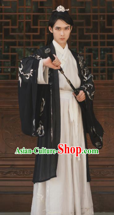 Chinese Ancient Jin Dynasty Swordsman Hanfu Clothing Traditional Palace Prince Embroidered Replica Costume for Men