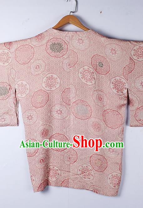 Asian Japanese Clothing Classical Pattern Pink Haori Coat Kimono Traditional Japan National Costume for Men