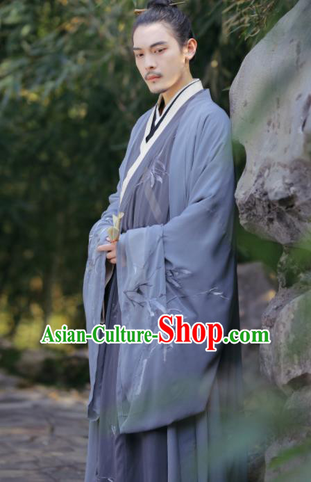 Ancient Chinese Jin Dynasty Hermit Scholar Hanfu Clothing Traditional Nobility Childe Replica Costume for Men
