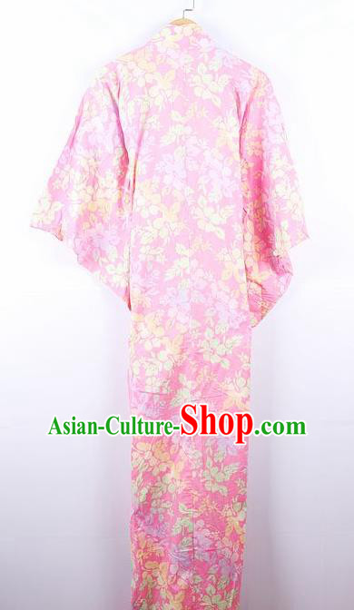 Asian Japanese Ceremony Palace Pink Kimono Dress Traditional Japan Yukata Costume for Women