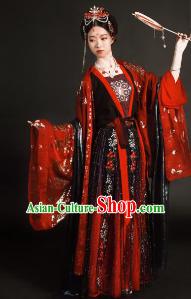 Traditional Chinese Tang Dynasty Wedding Hanfu Dress Ancient Princess Bride Replica Costumes for Women