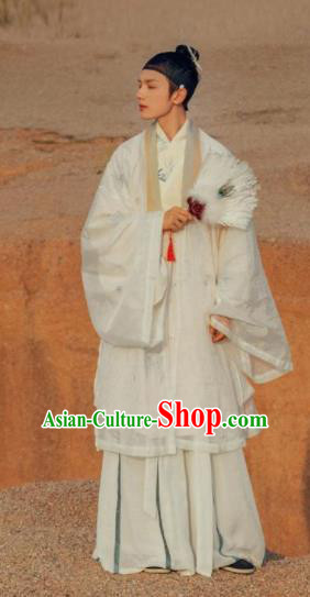 Traditional Chinese Jin Dynasty Scholar Recluse Embroidered Hanfu Clothing Ancient Childe Replica Costumes for Men