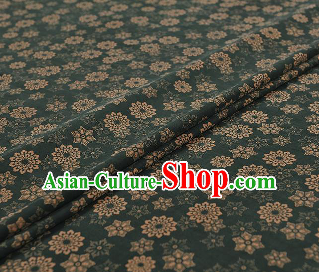Chinese Traditional Kugo Flowers Pattern Design Atrovirens Gambiered Guangdong Gauze Asian Brocade Silk Fabric