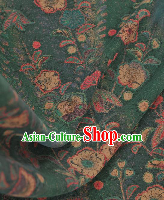 Chinese Traditional Flowers Pattern Design Green Gambiered Guangdong Gauze Asian Brocade Silk Fabric