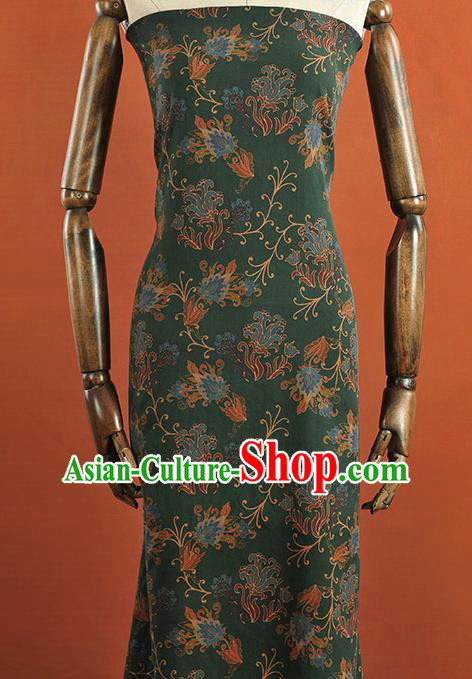 Chinese Traditional Chrysanthemum Pattern Design Green Gambiered Guangdong Gauze Asian Brocade Silk Fabric