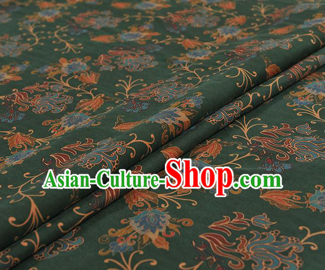 Chinese Traditional Chrysanthemum Pattern Design Green Gambiered Guangdong Gauze Asian Brocade Silk Fabric