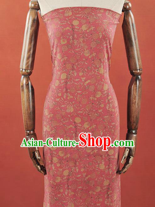Chinese Traditional Hydrangea Pattern Design Pink Gambiered Guangdong Gauze Asian Brocade Silk Fabric
