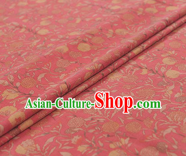Chinese Traditional Hydrangea Pattern Design Pink Gambiered Guangdong Gauze Asian Brocade Silk Fabric