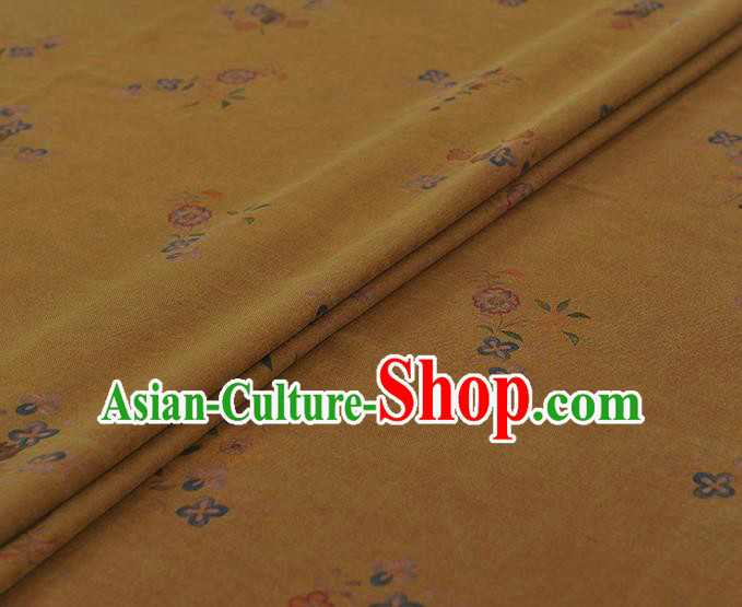 Chinese Classical Pattern Design Yellow Gambiered Guangdong Gauze Traditional Asian Brocade Silk Fabric