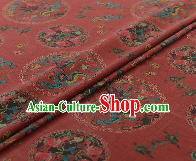 Chinese Classical Peony Butterfly Pattern Design Red Gambiered Guangdong Gauze Traditional Asian Brocade Silk Fabric