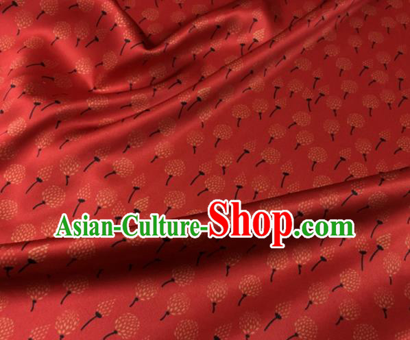 Asian Chinese Classical Dandelion Pattern Red Brocade Satin Drapery Traditional Cheongsam Brocade Silk Fabric