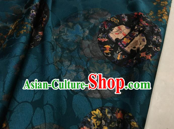 Asian Chinese Classical Peony Pattern Peacock Green Brocade Satin Drapery Traditional Cheongsam Brocade Silk Fabric