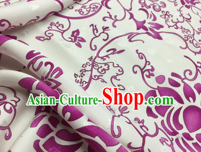 Asian Chinese Classical Pattern White Brocade Satin Drapery Traditional Cheongsam Brocade Silk Fabric