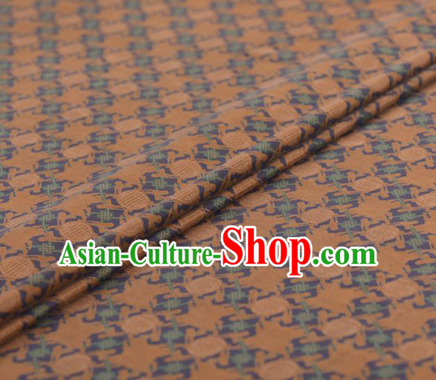 Asian Chinese Classical Lucky Pattern Khaki Gambiered Guangdong Gauze Traditional Cheongsam Brocade Silk Fabric