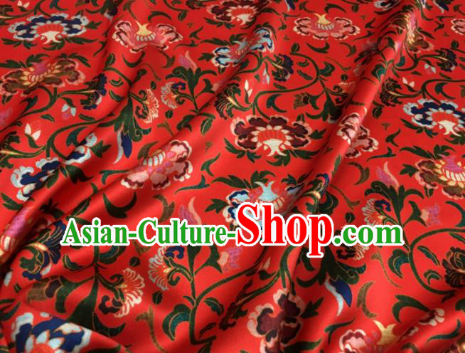Asian Chinese Classical Totem Pattern Red Brocade Satin Drapery Traditional Cheongsam Brocade Silk Fabric