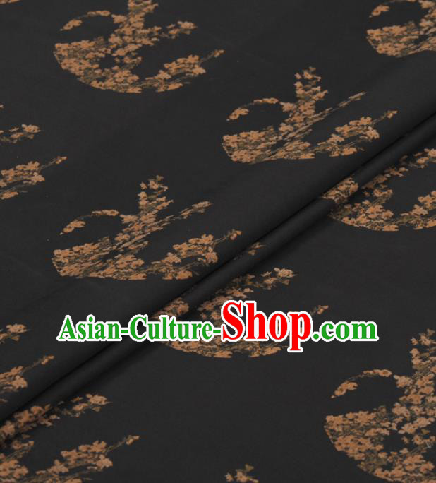 Asian Chinese Classical Plum Pattern Black Gambiered Guangdong Gauze Traditional Cheongsam Brocade Silk Fabric
