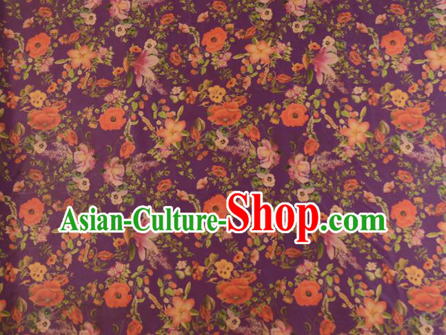 Asian Chinese Classical Pattern Purple Gambiered Guangdong Gauze Traditional Cheongsam Brocade Silk Fabric