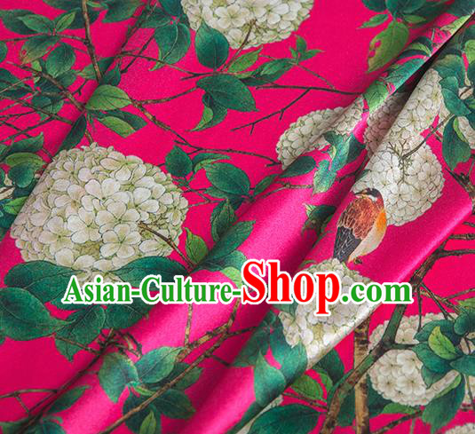 Asian Chinese Classical Hydrangea Pattern Rosy Brocade Satin Drapery Traditional Cheongsam Brocade Silk Fabric