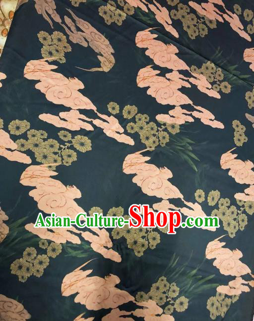 Asian Chinese Classical Clouds Pattern Black Satin Drapery Gambiered Guangdong Gauze Brocade Traditional Cheongsam Brocade Silk Fabric
