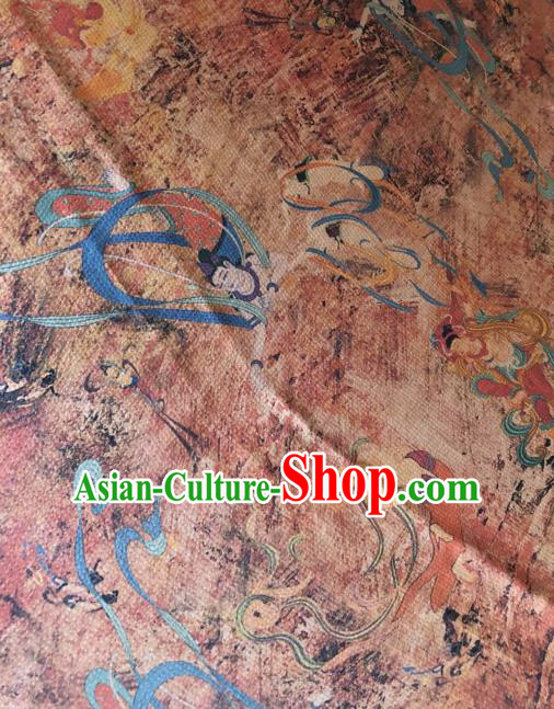 Asian Chinese Classical Bodhisattva Pattern Satin Drapery Gambiered Guangdong Gauze Brocade Traditional Cheongsam Brocade Silk Fabric