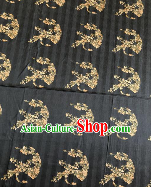 Asian Chinese Classical Plum Pattern Black Satin Drapery Gambiered Guangdong Gauze Brocade Traditional Cheongsam Brocade Silk Fabric