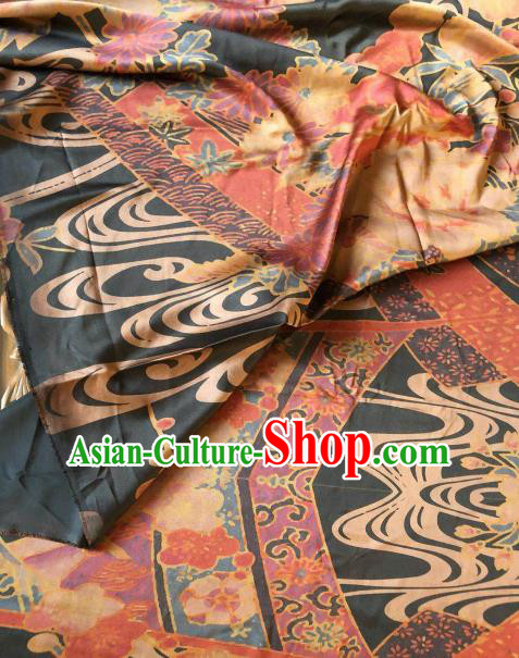 Asian Chinese Classical Plum Peony Pattern Satin Drapery Gambiered Guangdong Gauze Brocade Traditional Cheongsam Brocade Silk Fabric