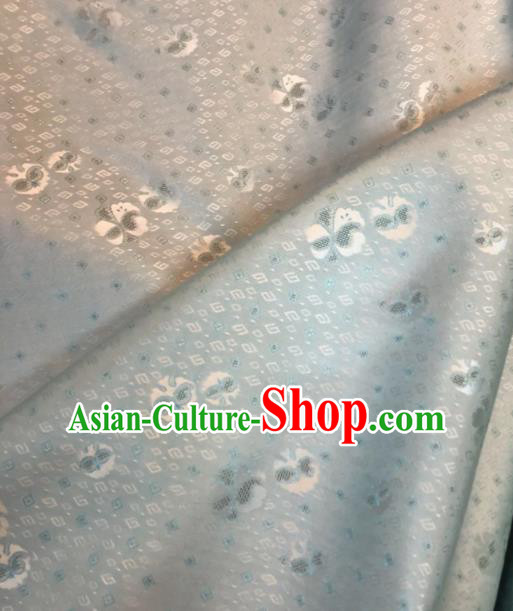 Asian Chinese Classical Auspicious Pattern Light Blue Satin Drapery Gambiered Guangdong Gauze Brocade Traditional Cheongsam Brocade Silk Fabric