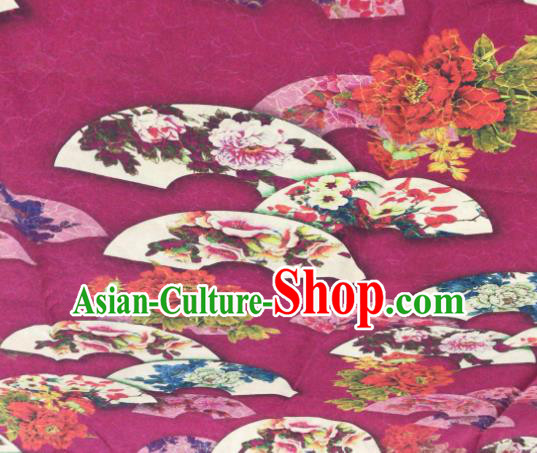 Asian Chinese Classical Peony Pattern Rosy Satin Drapery Gambiered Guangdong Gauze Brocade Traditional Cheongsam Brocade Silk Fabric