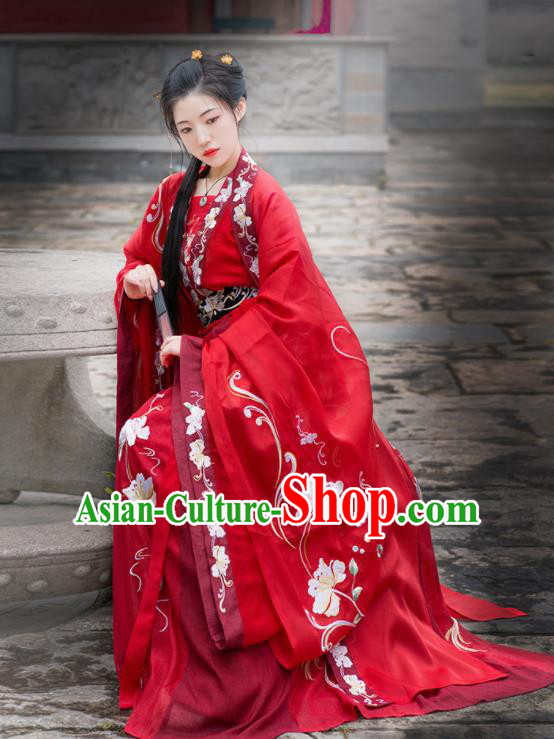 Chinese Ancient Tang Dynasty Wedding Red Hanfu Dress Antique Traditional Court Princess Historical Costume for Women