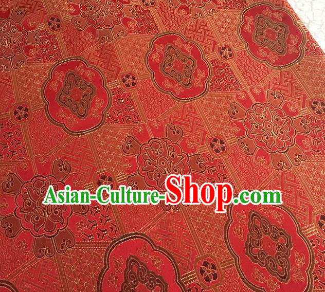Asian Chinese Cheongsam Classical Lucky Pattern Red Satin Drapery Brocade Traditional Brocade Silk Fabric
