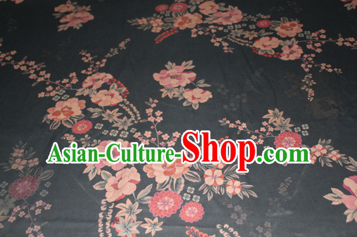 Chinese Traditional Cheongsam Classical Daisy Pattern Black Gambiered Guangdong Gauze Asian Satin Drapery Brocade Silk Fabric