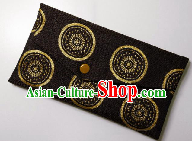 Japanese Traditional Brown Brocade Handbag Asian Japan Nishijin Satin Bags Wallet