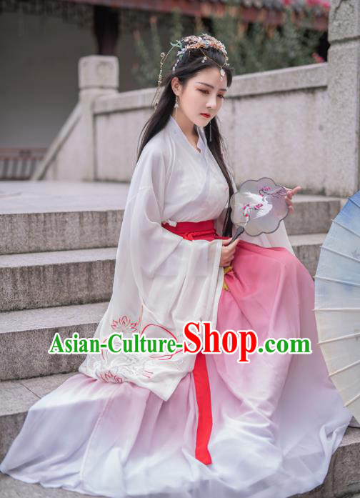Chinese Ancient Court Princess Hanfu Dress Antique Traditional Southern and Northern Dynasties Historical Costume for Women