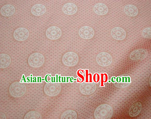 Japanese Traditional Kimono Classical Pattern Pink Brocade Damask Asian Japan Nishijin Satin Drapery Silk Fabric