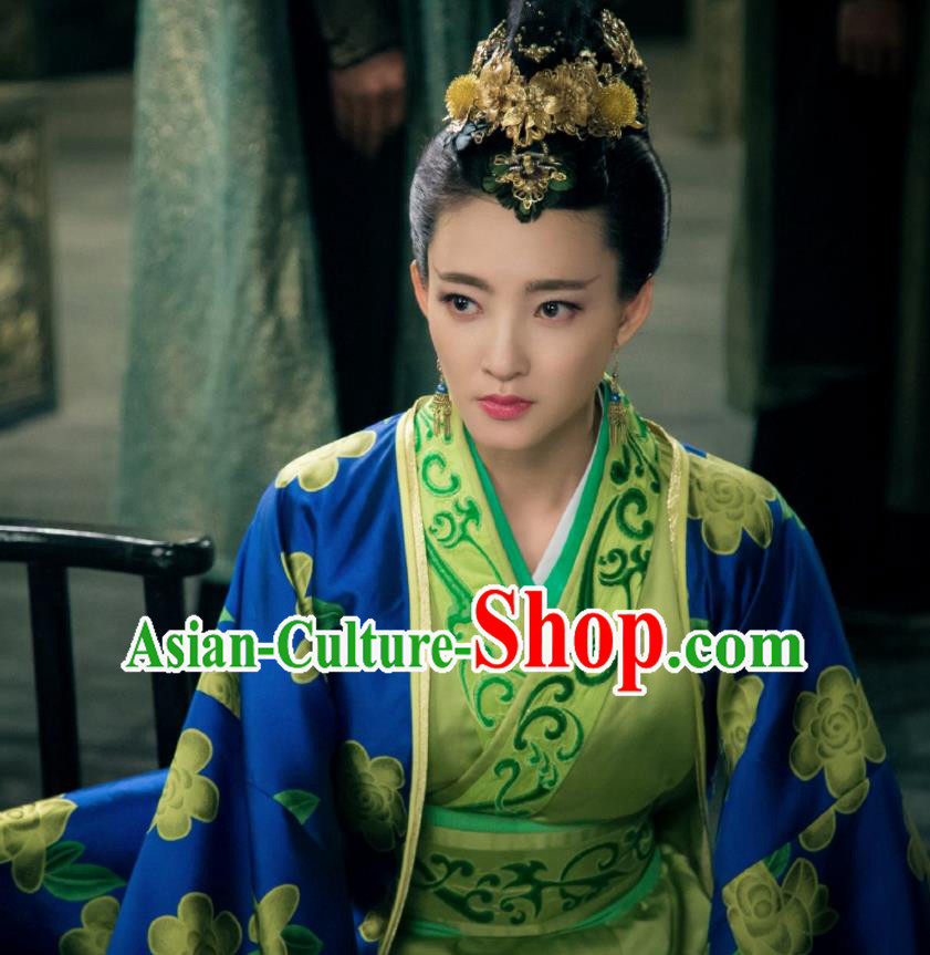 The Legend of Deification Chinese Ancient Shang Dynasty Imperial Consort Su Daji Historical Costume and Headpiece for Women