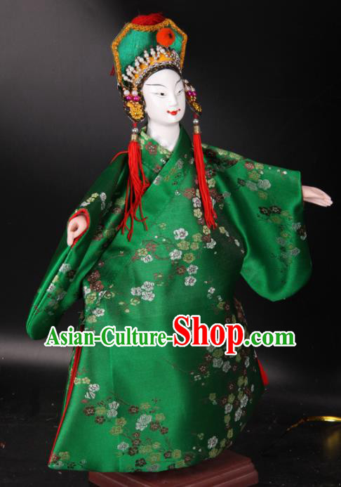 Traditional Chinese Handmade Green Robe Niche Puppet Marionette Puppets String Puppet Wooden Image Arts Collectibles