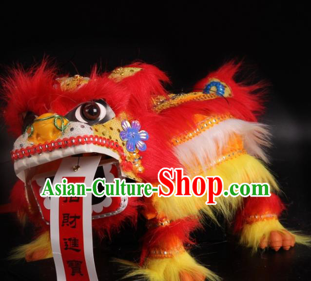 Traditional Chinese Handmade Red Fur Lion Puppet Marionette Puppets String Puppet Wooden Image Arts Collectibles