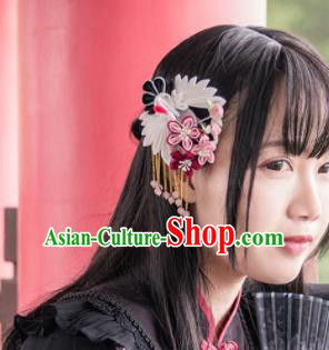 Japanese Traditional Hair Accessories Asian Japan Geisha White Crane Hair Claw Hairpins for Women