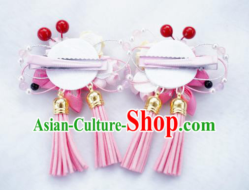 Asian Japan Traditional Geisha Pink Goldfish Tassel Hair Claw Japanese Kimono Hair Accessories for Women