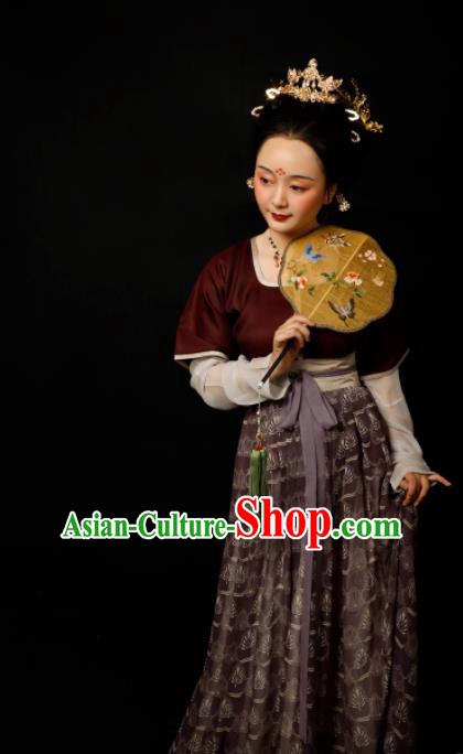 Chinese Traditional Tang Dynasty Imperial Consort Hanfu Dress Ancient Drama Court Lady Replica Costumes for Women